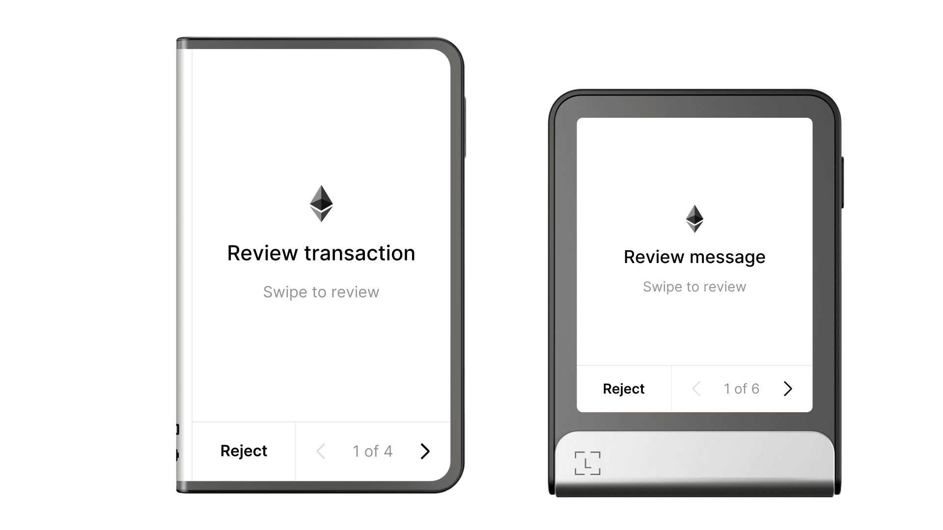 Generic fallback intent screens on Ledger Stax and Flex, showing minimal information when the operation cannot be decoded